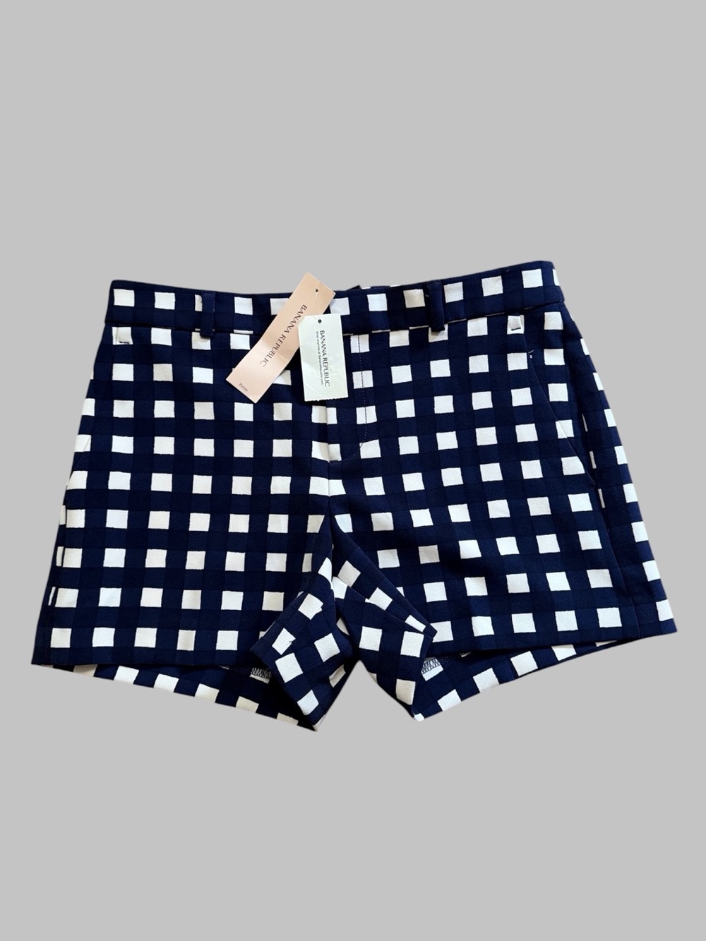 Banana Republic Navy Blue & White Checkered Shorts